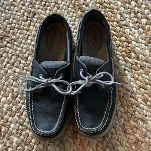 GUC Sperry docksides 6.5, black leather gray insets